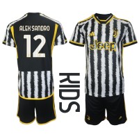 Juventus Alex Sandro #12 Domáci Detský futbalový dres 2023-24 Krátky Rukáv (+ trenírky)
